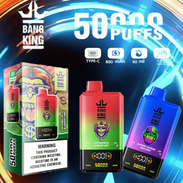 Bang King 50000 Puffs – Jednokratna e-cigareta s dvostrukim okusom i pametnim zaslonom