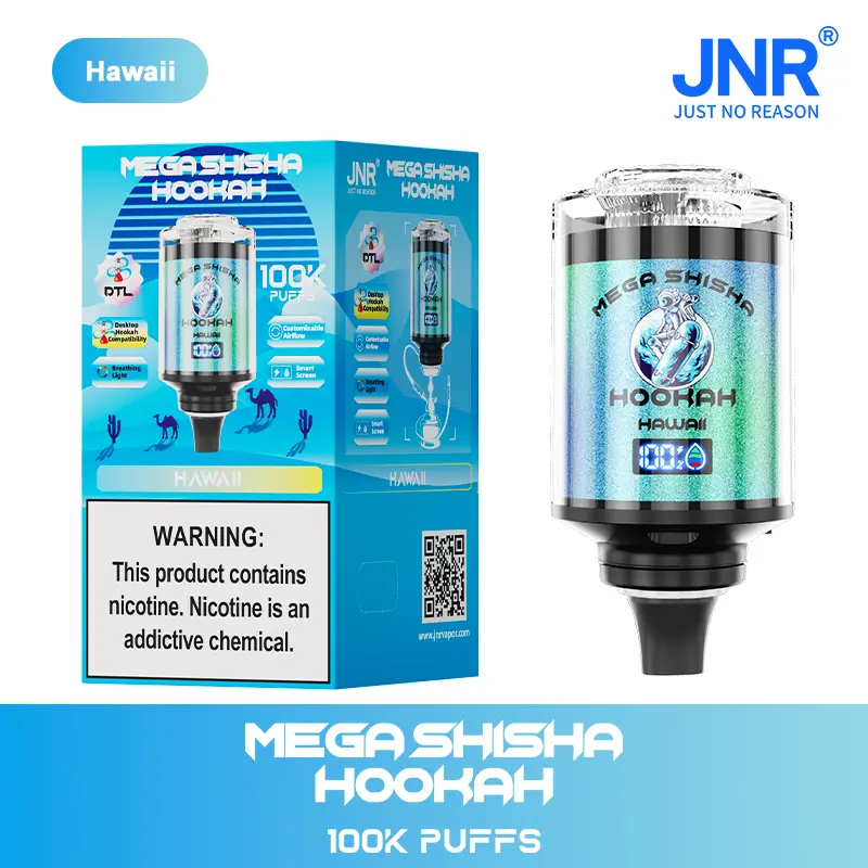 jnr-mega-shisha-hookah-100000-100k-puffs-hawaii JNR Mega Shisha Hookah 100000 Puff – Dugotrajno Vaping Iskustvo s LED Zaslonом - Slika 1