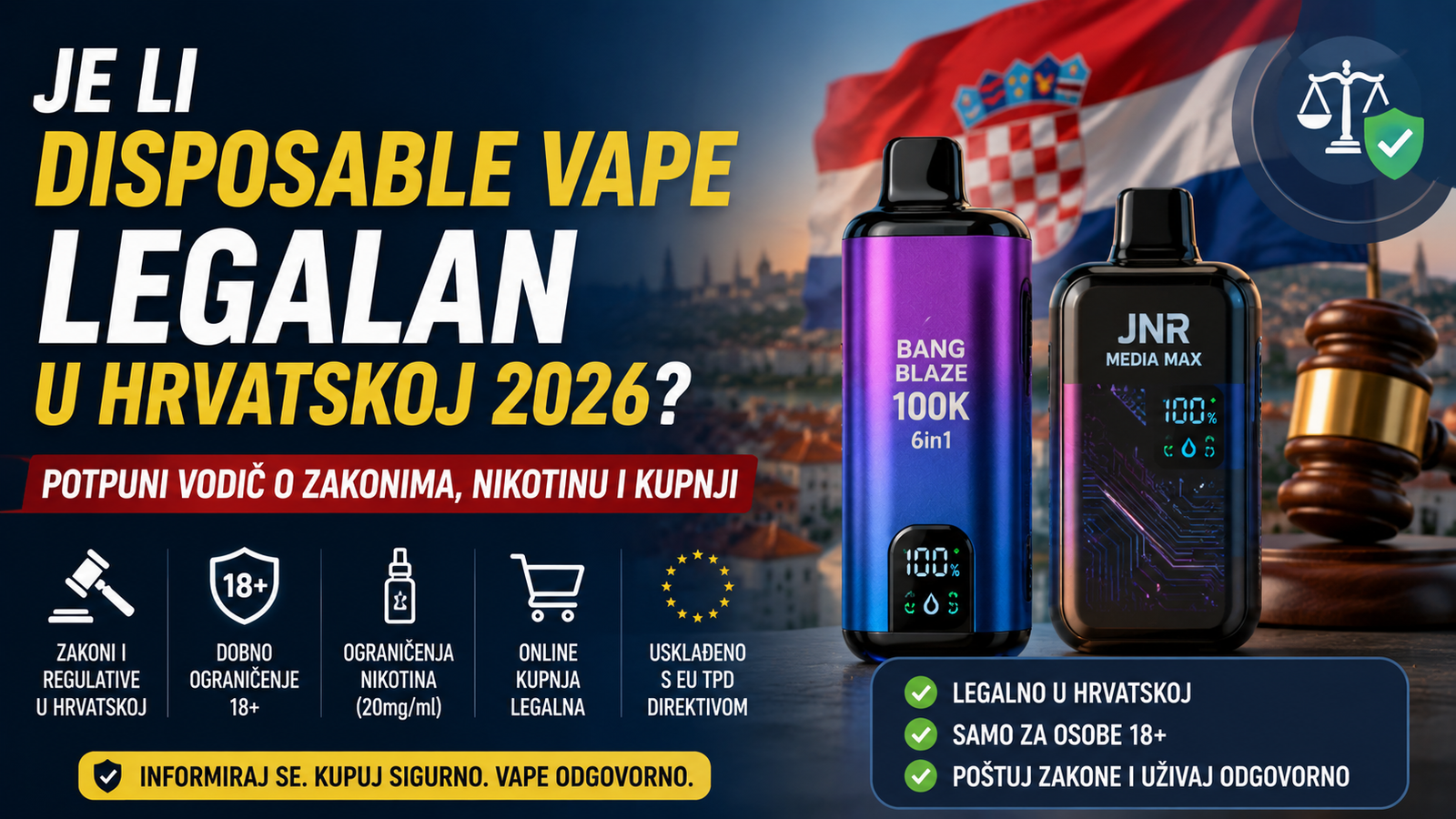 Je li disposable vape legalan u Hrvatskoj 2026? Potpuni vodič o zakonima, nikotinu i kupnji 1 Je li disposable vape legalan u Hrvatskoj 2026 Potpuni vodič o zakonima, nikotinu i kupnji