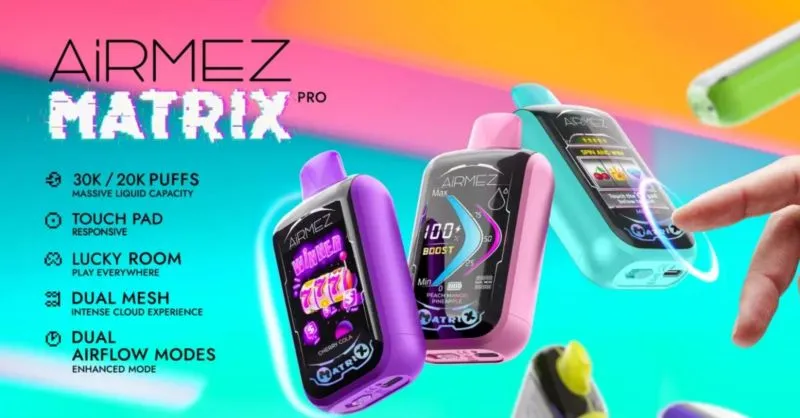 Airmez Matrix Pro 30000 Puffs – Pametna e-cigareta s Full Smart Screen, 24ml e-tekućine i Dual Mesh grijačima 1 airmez matrix pro 30000 puffs pametna e cigareta s full smart screen 24ml e tekucine i dual mesh grijacima 1