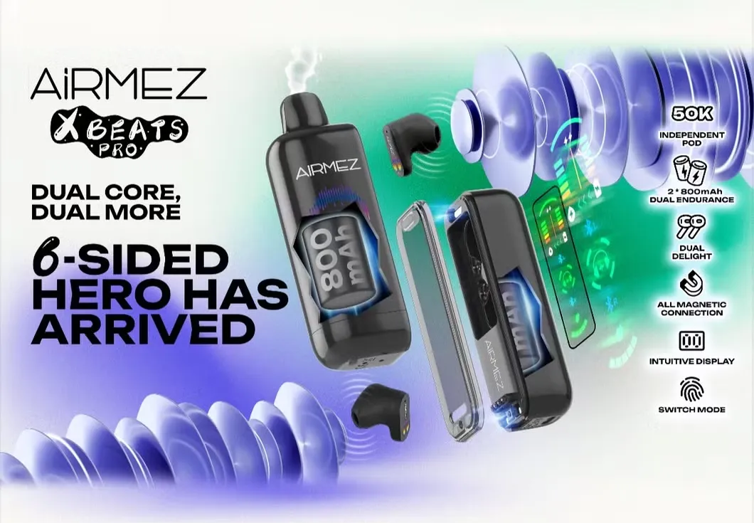 airmez xbeats pro 50000 puffs jednokratna e cigareta s 50k udisaja i hi fi slusalicama 10