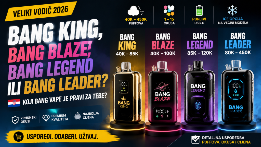 Bang King, Bang Blaze, Bang Legend ili Bang Leader? Veliki Vodič kroz Bang Vape Seriju u Hrvatskoj 2026