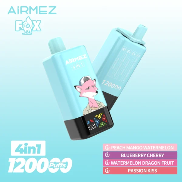Airmez Fox 4 u 1 120000 Puffs – Četiri Odvojena Okusa s 120K Udisaja i Ekranom