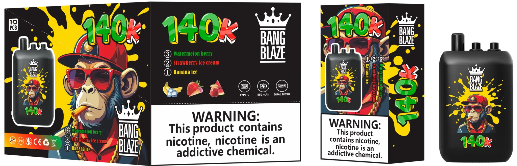Bang Blaze 140000 Puffs – 3 u 1 Vape s 140K Udisaja i Promjenjivim Okusima 1 Bang Blaze 140K 3 u 1 okusi