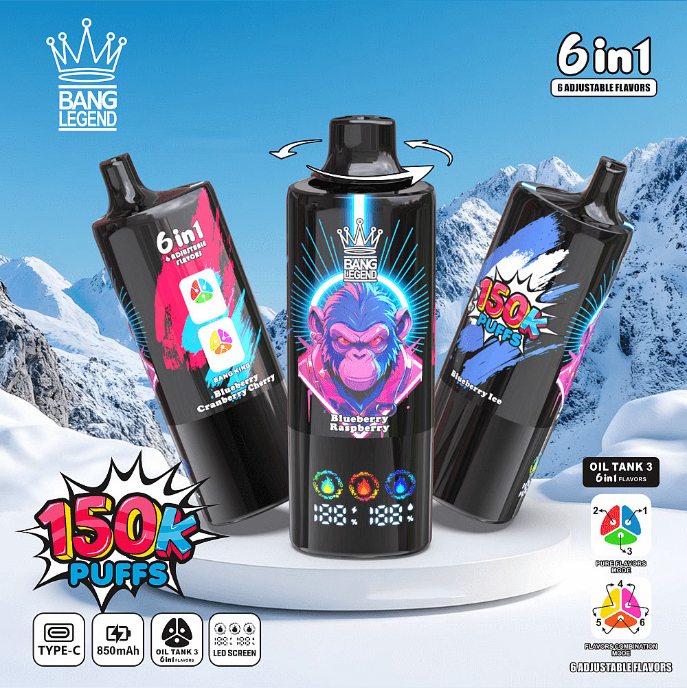 Bang Legend 150KVape Bang Legend 150000 Puffs – 6 u 1 Vape s LED Zaslonom i 850mAh Baterijom - Slika 1