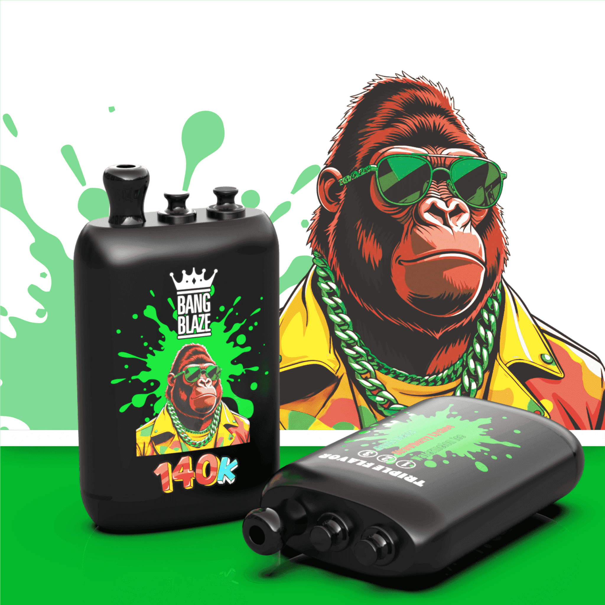 bangblaze140kwatermelonic-strawberrylycheeguuty-bears Bang Blaze 140000 Puffs – 3 u 1 Vape s 140K Udisaja i Promjenjivim Okusima - Slika 1