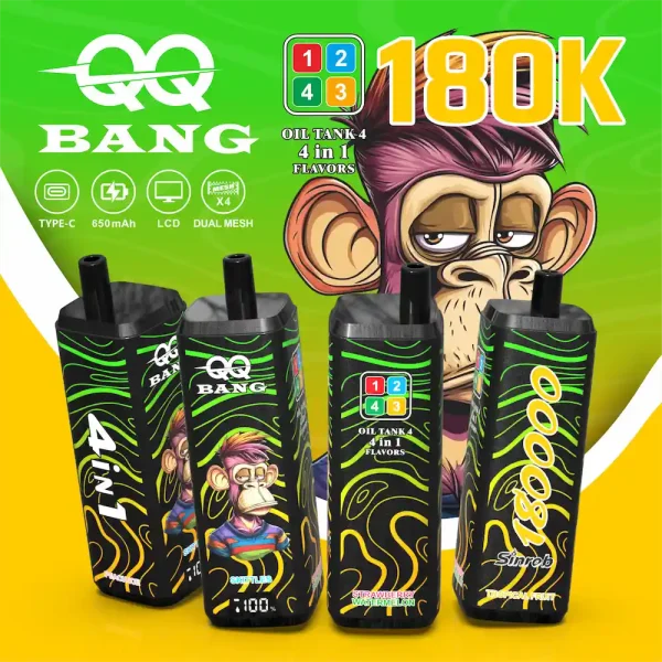 qq-bang180k-puffs-4-in-1-disposable-vape-2 QQ Bang 180000 Puffs – 4 u 1 Vape s Četiri Okusa i Do 180K Udisaja - Slika 1